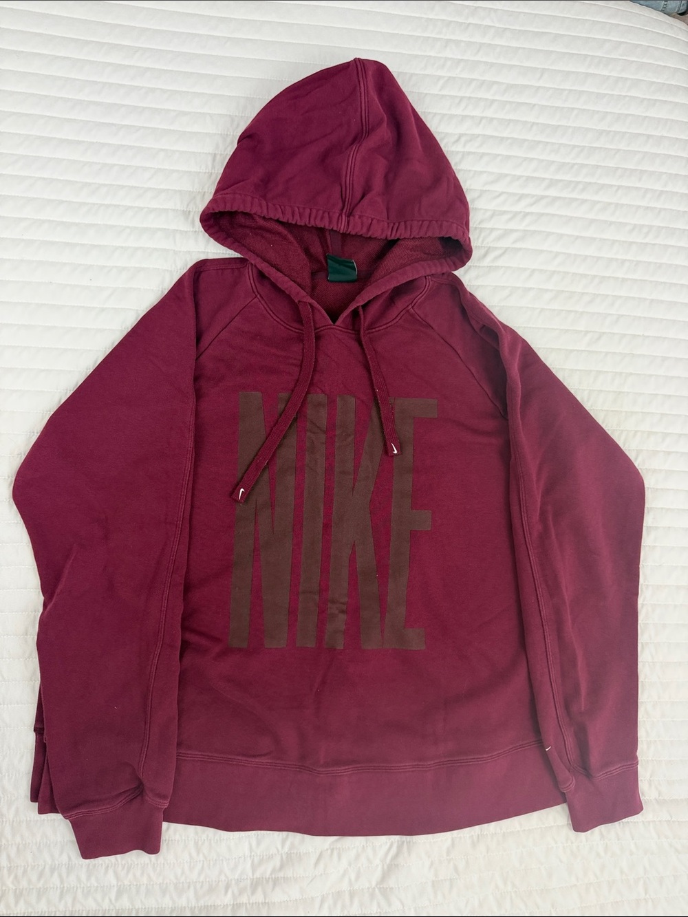 Nike women’s Burgundy Pullover Hoodie with Large Logo